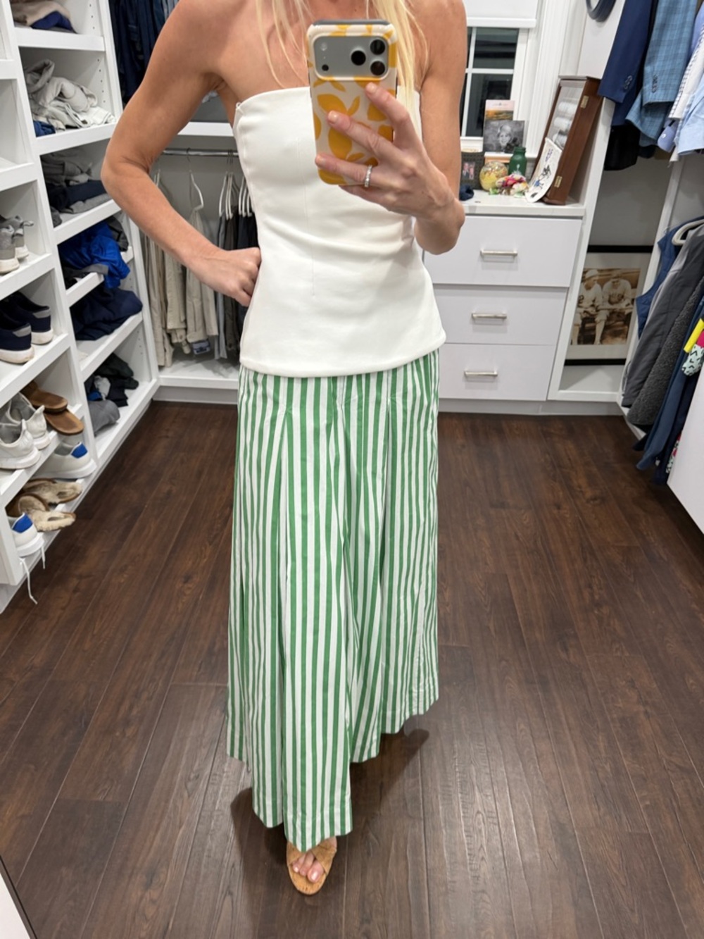 BURU Striped Green and White Maxi Skirt S